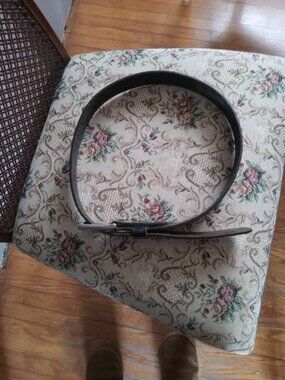 Ladies black leather belt size small with metal buckle labelled Ideal Brookes
